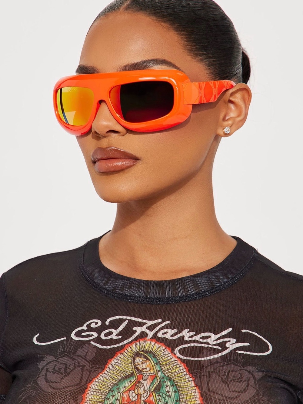 Bold Orange Shield Sunglasses - Picture 2 of 2